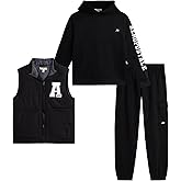 AEROPOSTALE Boys Sweat Set - 3 Piece Pullover Boys Hoodie Puffer Vest and Jogger Sweatpants Kids Youth Matching Set (8-12)