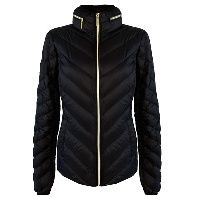 michael kors black jacket with gold zipper