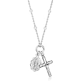 Ross-Simons Italian Sterling Silver Religious Charm Necklace. 18 inches