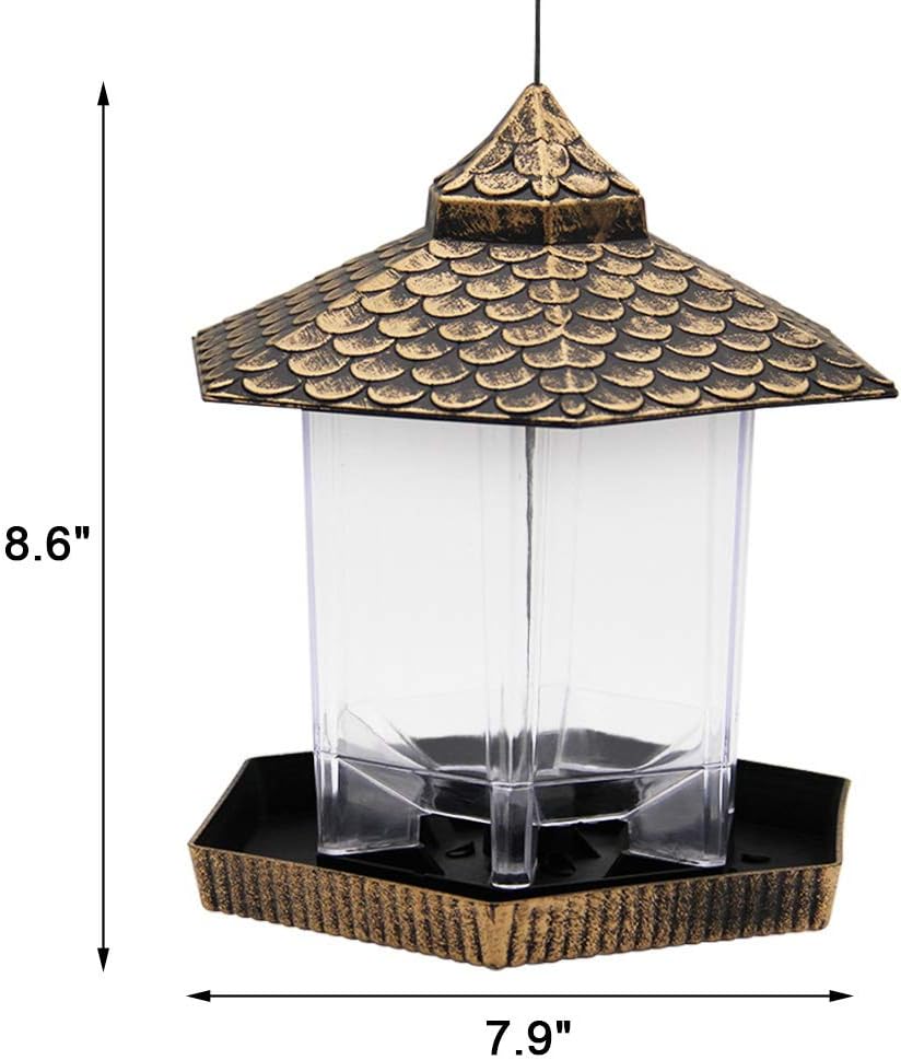 Twinkle Star Wild Bird Feeder Hanging for Garden Yard Outside Decoration, Hexagon Shaped with Roof : Garden & Outdoor