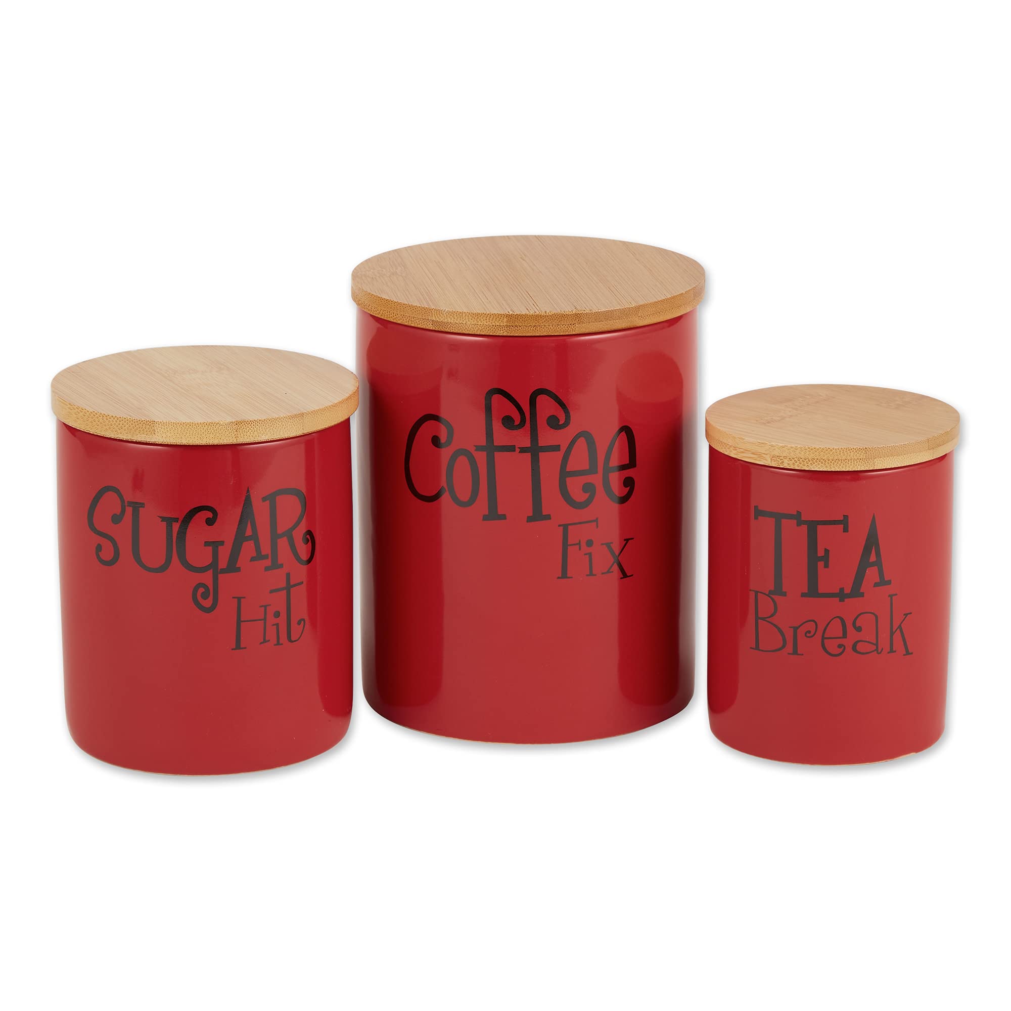 Photo 1 of (see notes) DII Kitchen Accessories Retro Collection, Ceramics, Canister Set, Red, 3 Piece