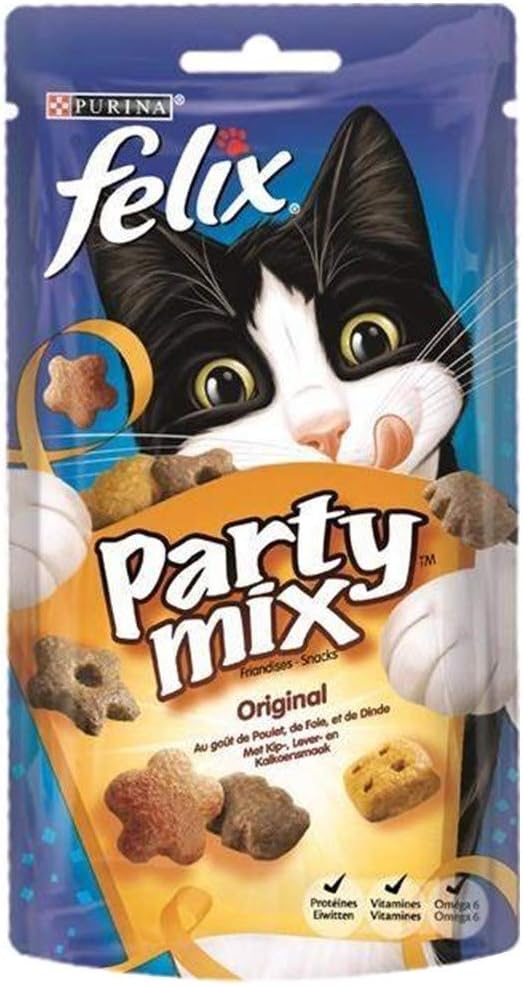 Felix Chats Croquettes Cats Felix Party Mix Original Chicken Liver Turkey 60g Lot 10 1 Amazon De Pet Supplies