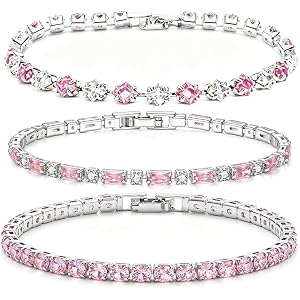 3Pcs Women Stackable 14K Gold Plated Tennis Bracelet with Colorful CZ | Dainty Classic Everyday Jewelry 14K Gold Plated Color