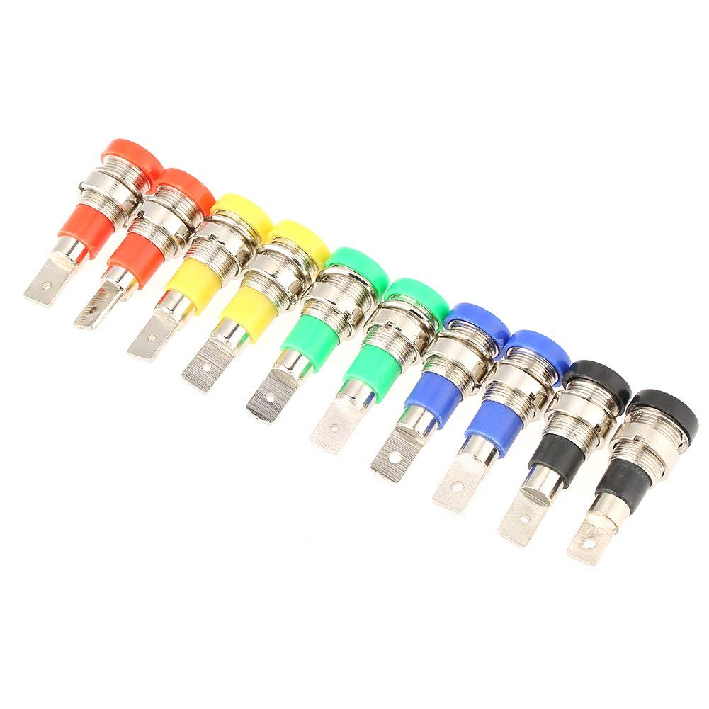 10 PCS 4mm Mixed Color Banana Socket Jack for Panel Mounting Test Probes