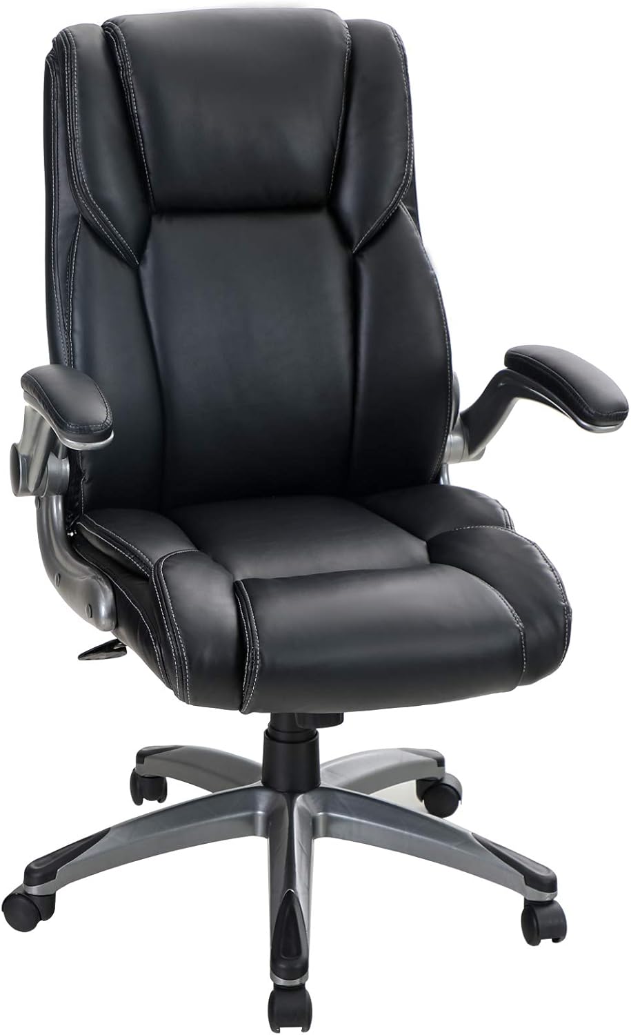 ALPHA HOME High Back Executive Chair Ergonomic Office Chair Managerial Computer Desk Chair Flip Up Armrest Big Tall Adjustable Height PU Leather Task Chair Rolling Swivel Chair-Capacity 400LBS: Kitchen & Dining