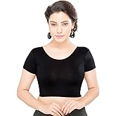 themilestocks Women's Blouses Readymade Gold Stretchable Saree Crop Top Choli Free Size