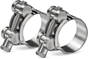SEKSUALA 2 Pack 1" T Bolt Hose Clamp Stainless Steel_304 Heavy Duty Radiator Hose Clamp, Intercooler Pipe Tube Clamps, Adjustable Range 1.25"-1.37”(32-35mm) T-bolt Intake Clamp for 1" Hose ID