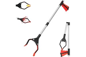 32 inch Foldable GrabRunner Reacher Grabber with Strong Magnetic Tip for Seniors, Disabled, After Surgery Recovery(Red)
