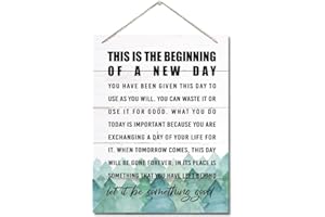 AUII JO DESIGN Inspirational Wood Art Signs, This is the Beginning of A New Day Wall Art Sign, Hanging Printed Wall Plaque Wood Signs, Motivational for The Home Decor, Gift for Home and Office Decor 10 X 7.8 inch