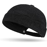 Corduroy Brimless Hat for Men Women Solid Rolled Cuff Docker Cap Harbour Beanie Hats Landlord Hat Sailor Cap K274
