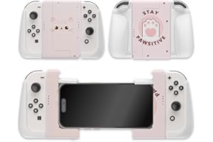 IFYOO SGSX1 Ergonomic Grip and Stand Combo Set for Switch Joycon Controller, for iPhone, Grip Case Holder Bracket for Joy Con - CAT