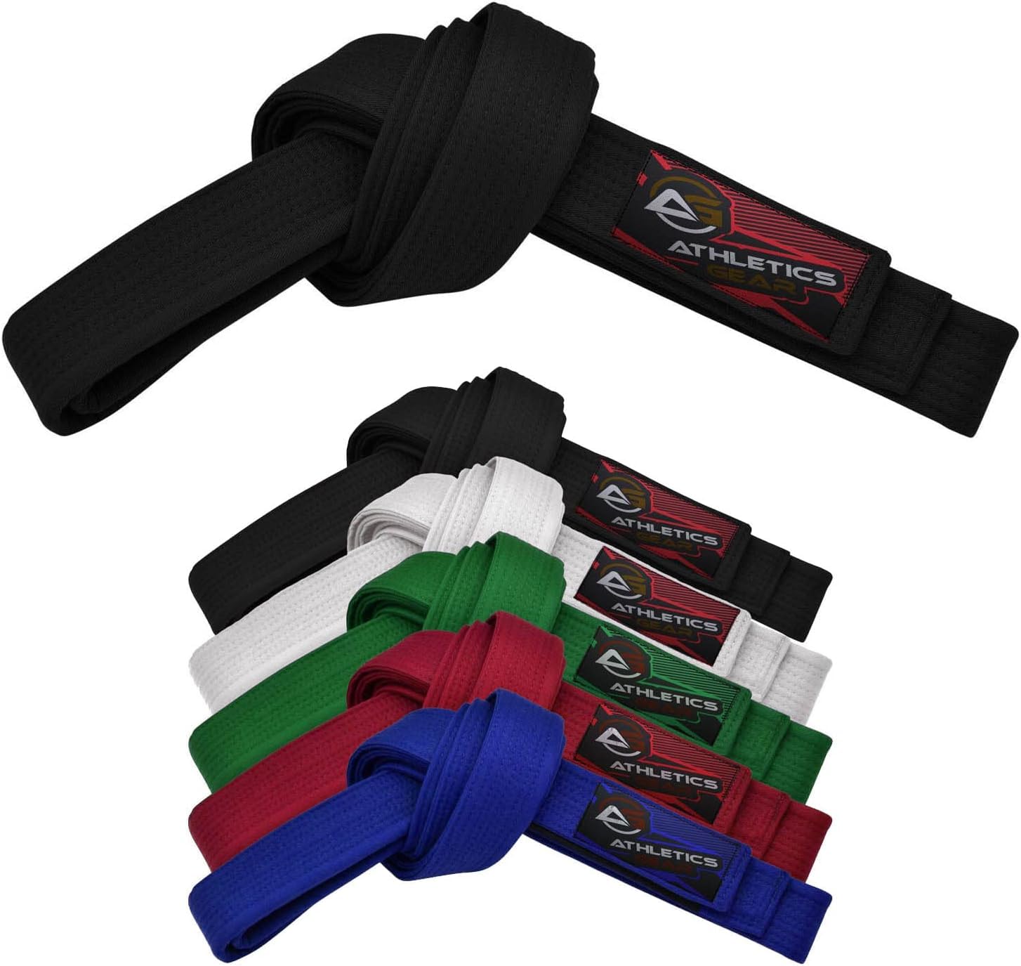 Athletics Gear AG Martial Arts Karate Belt, 100% Cotton with Multiple Stitching Belts for BJJ, Judo, Taekwondo and Karate (Black, 220cm) — image 1