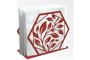 Doodlream Red Metal Napkin Holder for Table 15 x 13 x 5 cm Leafy Branch Napkin Dispenser for Kitchen Dining Countertop Farmho
