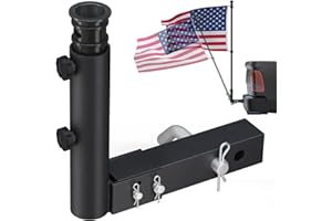 KBLOONG Truck Flag Pole Holder Hitch Mount – Heavy Duty 1-Hole Adjustable, Universal Kit for Standard 2" Receivers with Angle Adjustment, Black Metal Mount for Truck, SUV, Jeep, RV, Camper, Pickup