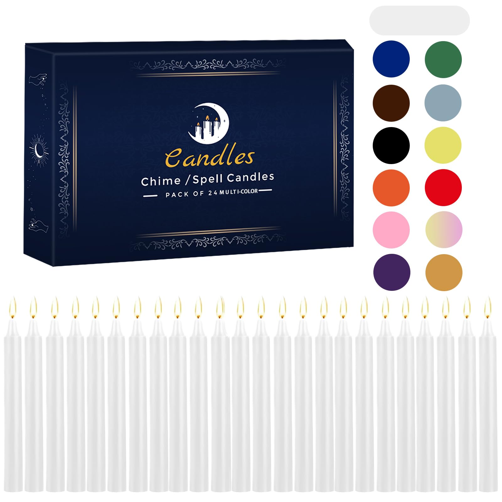 Photo 1 of 24 Pack White Spell Chime Candles – Premium Mini Unscented Taper Candles for Rituals, Prayer, Meditation, Altar, Spells – 4" Tall – Ideal for Witches & Spiritual Practices