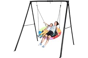 Trekassy 440lbs Swing Set with 40 Inch Saucer Tree Swing and Heavy Duty A-Frame Metal Stand (Multicolor)
