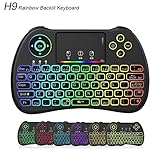 Mini Wireless Keyboard With Touchpad Mouse Combo, Meerveil H9 2.4GHz Rainbow Backlit Handheld Remote Rechargeable Keyboard For Raspberry Pi, Google Android TV Box, HTPC, IPTV, PC, PAD, PS4 And More