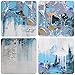ARTLAND Modern Framed Abstract Oil Painting Blue Villages 3-Piece Gallery-Wrapped Wall Art on Canvas Ready to Hang for Living Room for Wall Decor Home Decoration 16x36inches