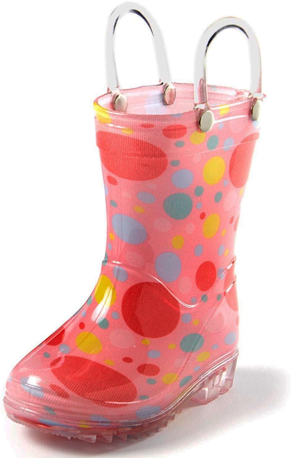 Puddle Play Toddler and Kids Rain Boots with Easy On Handles - Boys and Girls Colors and Designs