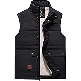 Flygo Men's Winter Warm Outdoor Padded Puffer Vest Thick Fleece Lined Sleeveless Jacket