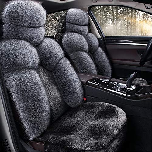 高級インテリア厚手のぬいぐるみカーシートカバーセット 自動車装飾用ユニバーサルクッション 冬の暖かさ Wolf Teeth 時間指定不可 Gray
