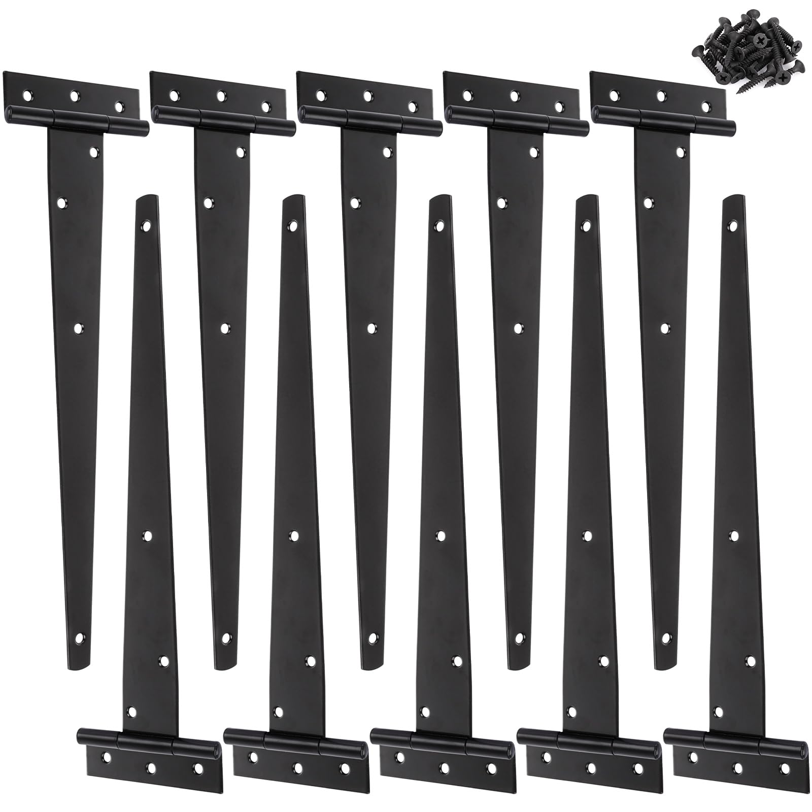 MEIDIV 10 Pack 12 Inch T Hinge, 300mm Shed Door Hinges, Garden Gate Hinges, T Strap Tee Hinge Black Outdoor for Wooden Shed Gates Barn Windows Wooden Fences