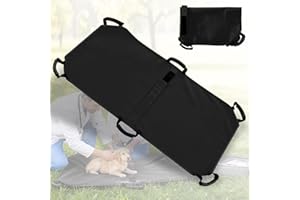 Geiserailie Transport Stretcher for Large Dogs with 6 Handles 47" L x 29" W Animal Folding Emergency Transport Carrier with Safety Strap, Max 250lbs (Black)