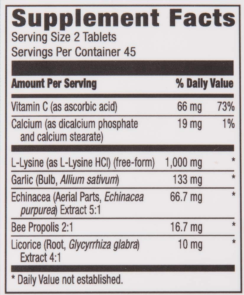  Brand - Revly Lysine + C Complex, 1000 mg L-Lysine and 66 mg Vitamin C per Serving (2 Tablets), Supports Immune Health, 90 Tablets, Gluten Free: Health & Personal Care