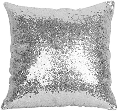 Bettal Pillow Case, Magic Reversible Sequin Pillow Cover Throw Cushion Case, 40cmx40cm (silver)