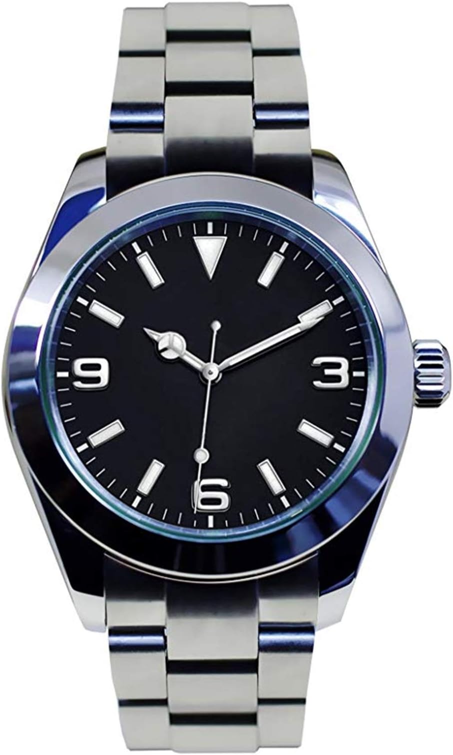 Tickwatch 39mm Black Dial Automatic Mechanical Sapphire Crystal Stainless Steel Men's Mechanical Watch