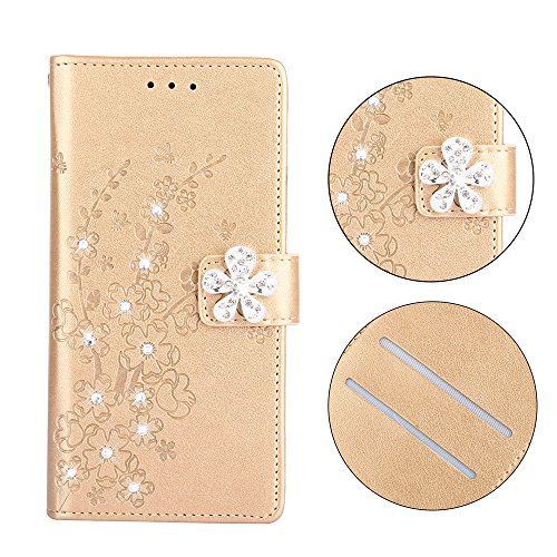 Scheam iPhone X Case Cover, Backcover Cell Phone Cases Anti-Scratch Wallet Case [Card Pocket] Protective Shell Armor Hybrid Shockproof Rubber Bumper Cover Card Slot Holder - Golden - Thumbnail 6