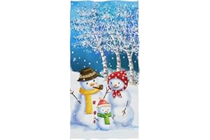 Naanle Christmas Decor Happy Snowman Family Soft Bath Towel Highly Absorbent Large Hand Towels Multipurpose for Bathroom, Hotel, Gym and Spa (16 x 30 Inches)