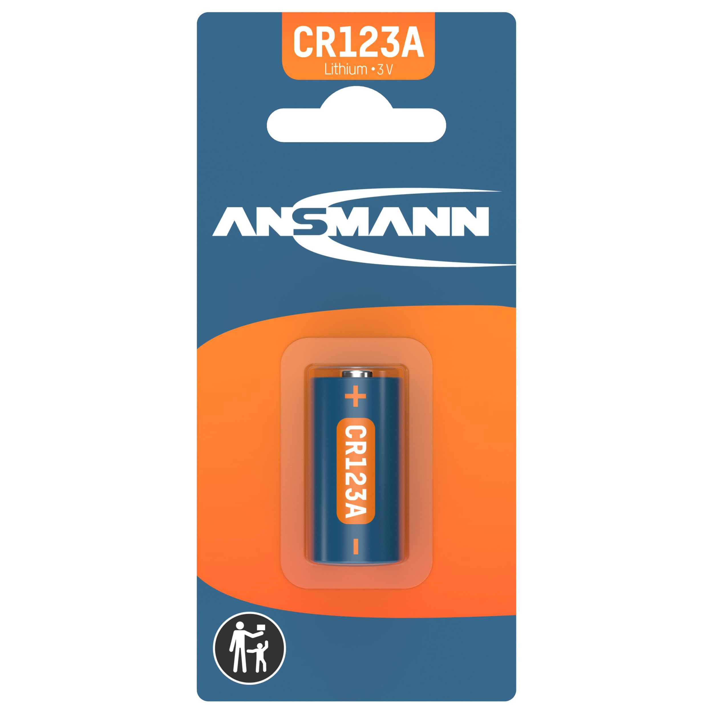 ANSMANN CR123A 3V Lithium Battery [Pack of 1] CR123A/CR123/CR17345/DL123/EL123A Ideal For Alarm Systems, Smoke Detectors, Remote Controls, Keyless Locks, Walkie Talkies and Many More, 5020012