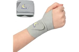 CrescentBay Kids Ultra-Thin Wrist Support Wrap, Adjustable Design for Small Wrists, 4.3 Inches and Up (Silver Moon)