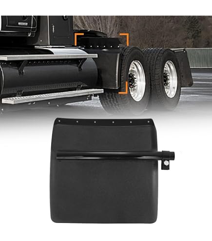24"x24" Poly Quarter Fenders For Semi Trucks - Black Plastic Fender Set W/ Bracket For Freightliner, Kenworth