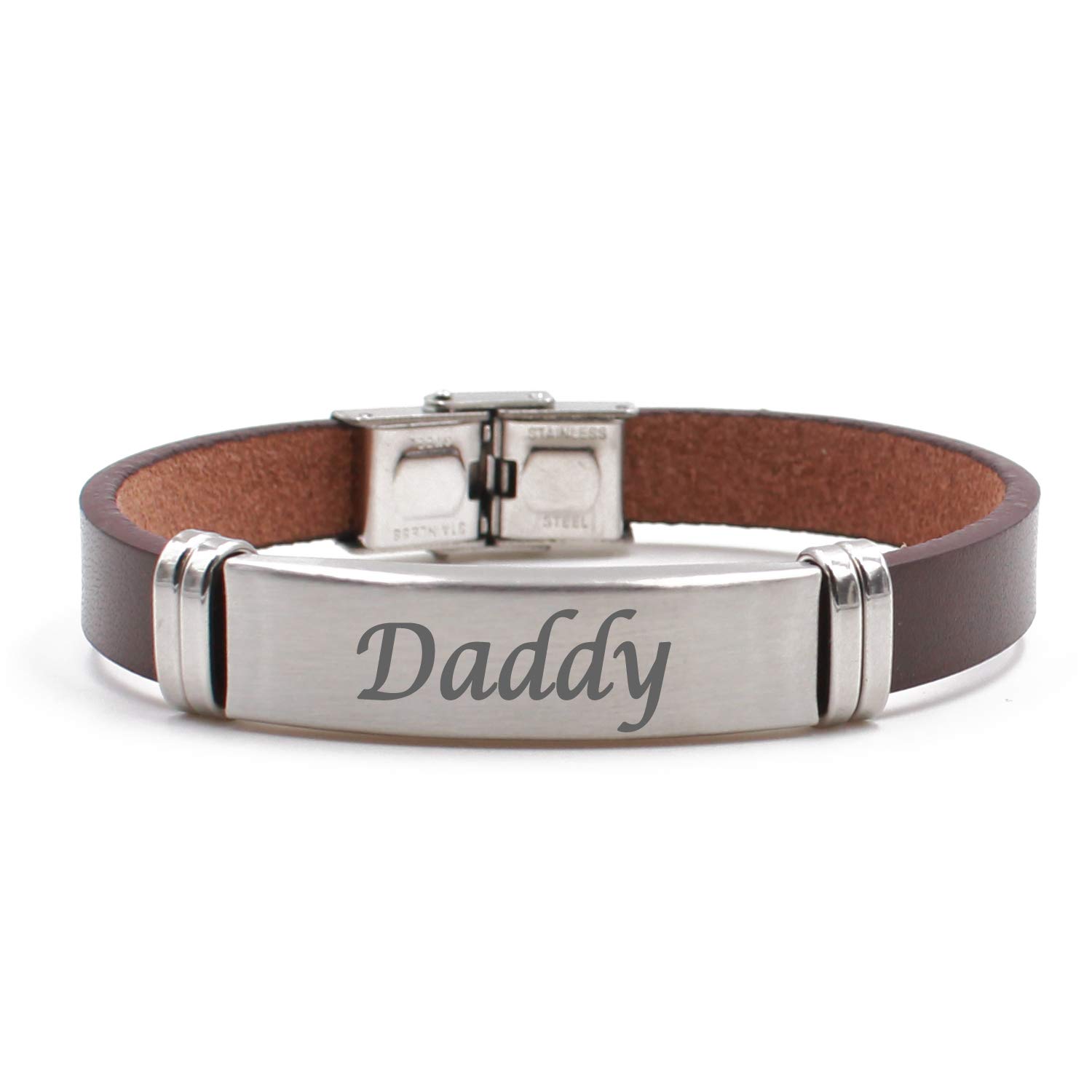 Kigu Daddy Bracelet,Brown Premium Leather Bracelet, Gifts for dad,Personalised dad Bracelet,customised Jewellery for Men