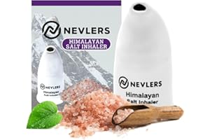 Nevlers White Himalayan Salt Inhaler for Lungs & Nose with 6 Oz Coarse Pink Himalayan Sea Salt | Portable Ceramic Himalayan Pink Salt Inhaler | Natural Homeopathic Relief