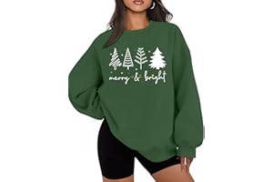 YI XIANG RAN Christmas Sweatshirts for Women Merry Christmas Plaid Pullover Sweatshirts Holiday Vacation Graphic Tees Tops