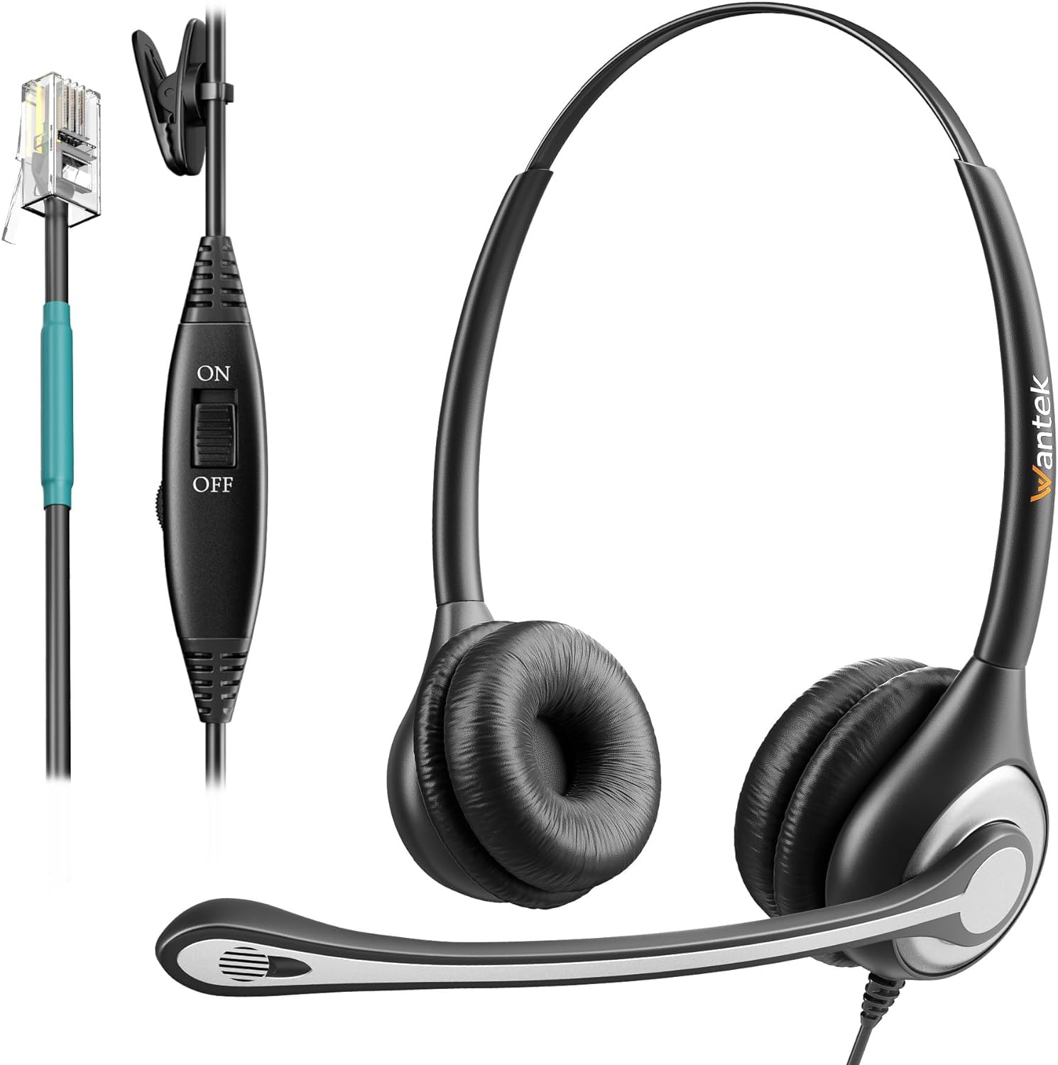 Wantek Wired Telephone Headsets with Noise Canceling Mic for AVAYA Aastra Allworx Adtran Alcatel Lucent AltiGen Comdial Digium Gigaset InterTel Mitel Plantroniccs MiVoice Landline Deskphones
