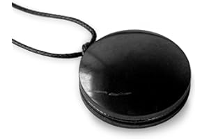 Karelian Heritage Authentic Shungite Stone Necklace - Round Shungite Pendant Amulet for Protection & Crystal Healing Meditation