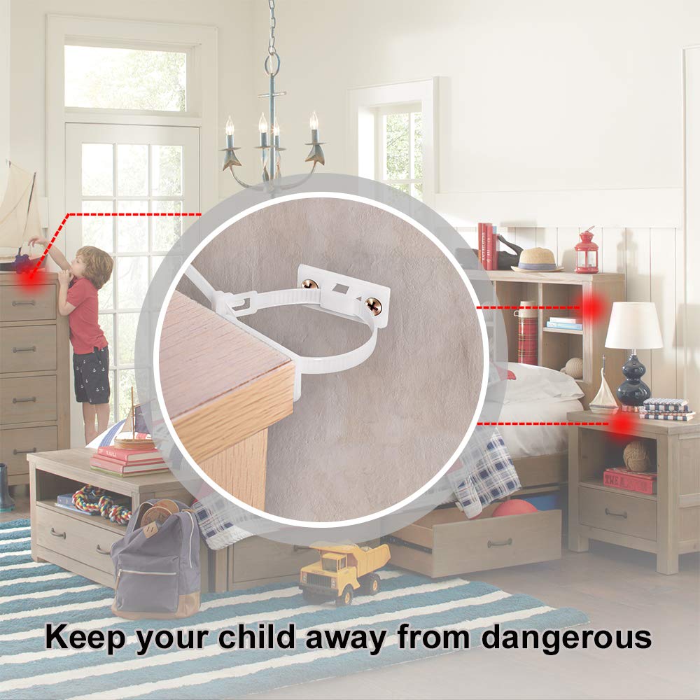 Furniture Anchors Anti Tip, Furniture Straps (10 Pack) for Baby Proofing Safety, Adjustable Anti Tip Furniture Kit, Furniture Prevention Straps Child Baby Safety Straps Earthquake Resistant : Baby