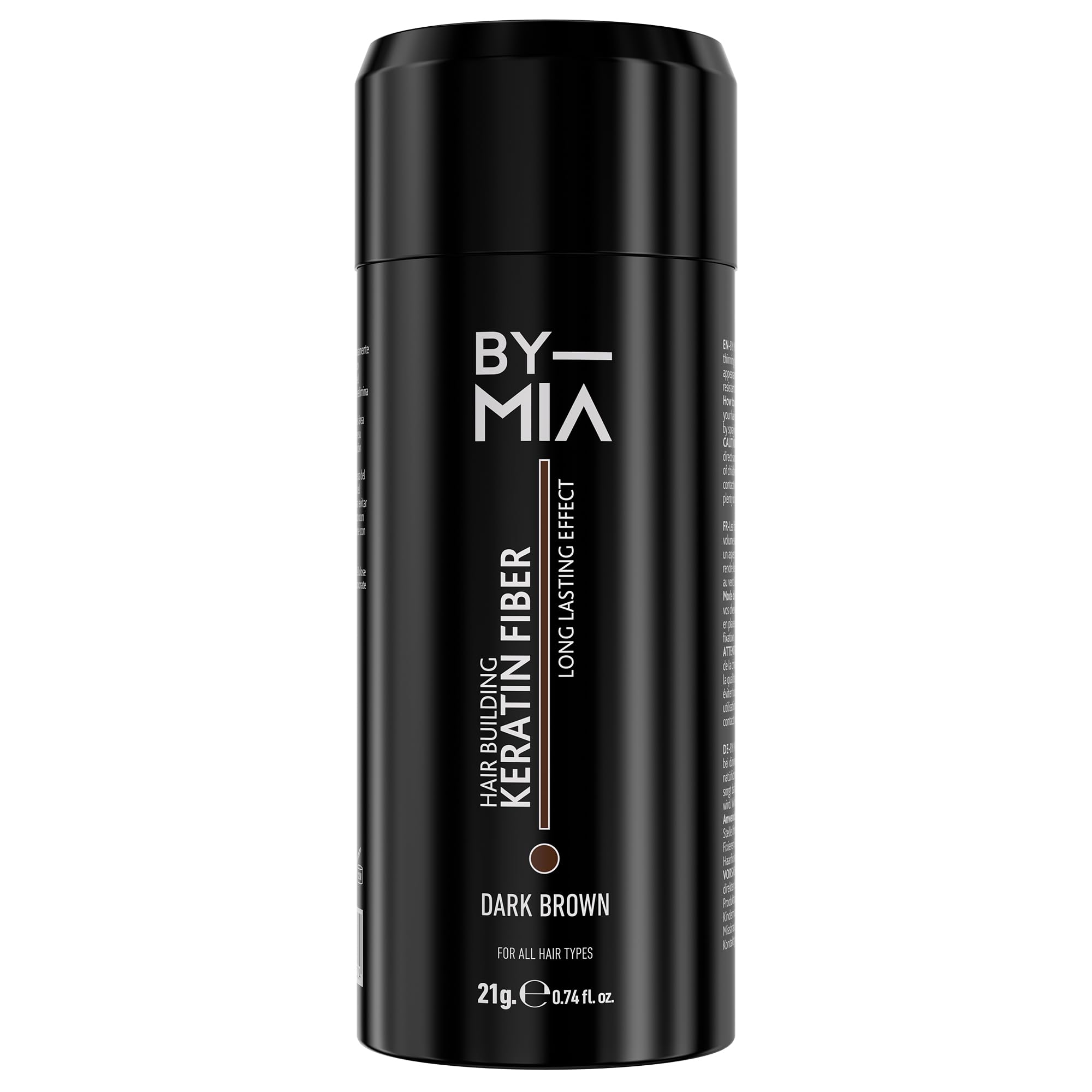BY MIA Hair Building Keratin Fibres 21g | Thinning Hair Solution | Dark Brown