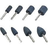 HONGUIS 8 Pcs Mounted Grinding Stone,1/4" Hex Shank,Assorted Shapes Aluminum Oxide Grinding Points for Sharpening, Deburring, Rust Removal