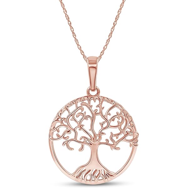 Tree Of Life Charm Pendant 32mm In 9ct Rose Gold - The Jewel Shop