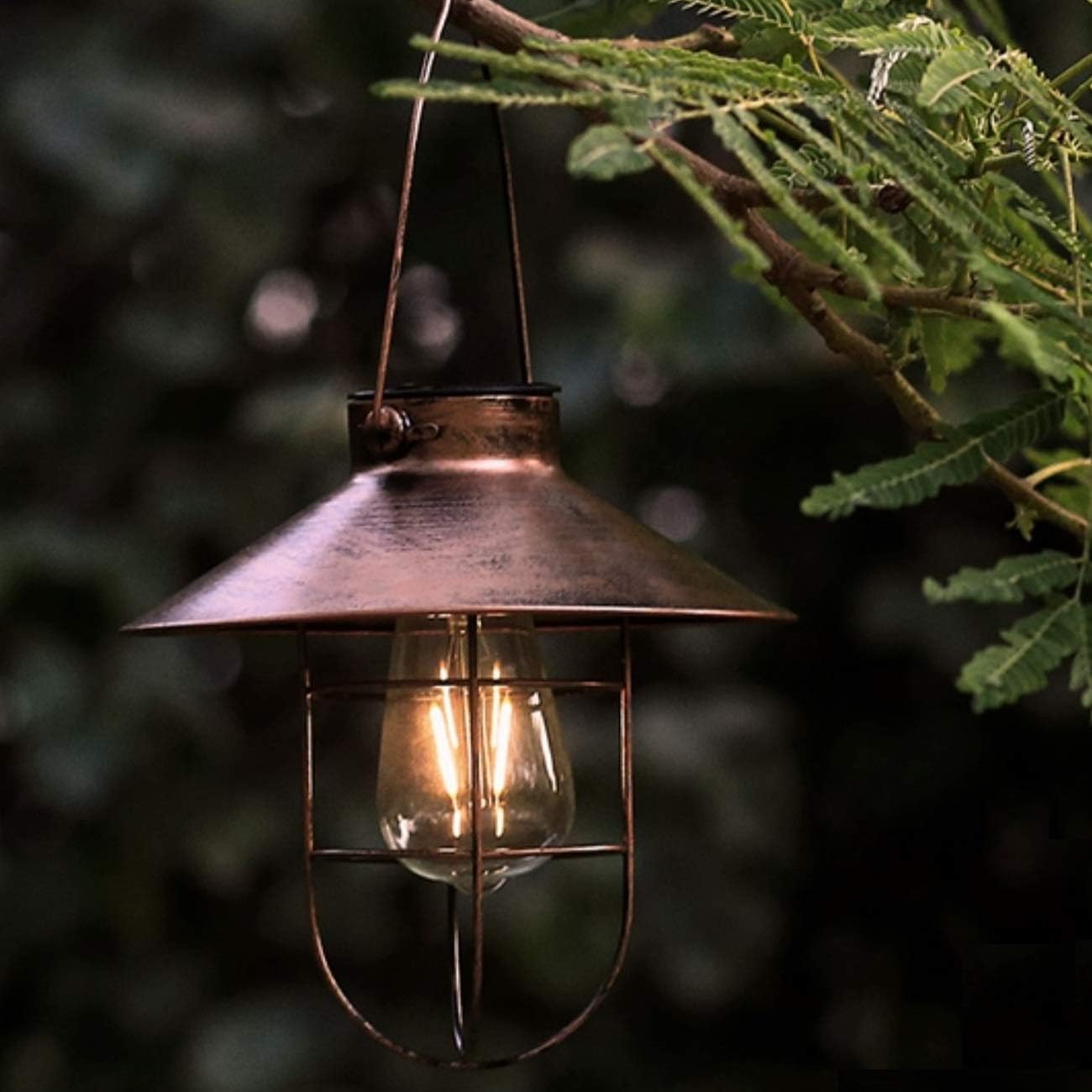 Solar Lantern Outdoor Hanging Light Waterproof Vintage Solar Lamp with