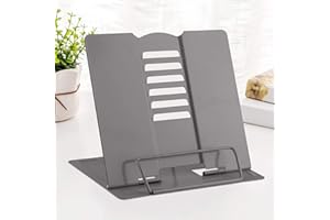 MSDADA Desk Book Stand Metal Reading Rest Book Holder Adjustable Cookbook Documents Holder Portable Sturdy Bookstands for Rec