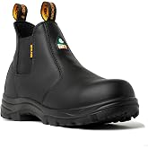 MooseLog Men's ASTM CSA Lightweight Comp Toe Leather Work Safety Boots | For Warehouse, Electricians, Truck Drivers, Forklift Operators, Logistics &amp; Industrial, Comfort Slip-on, Ankle Chelsea Timber