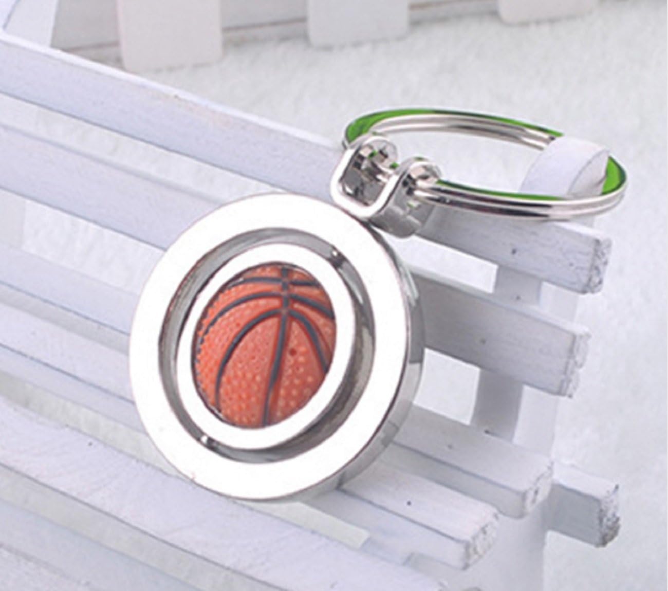 Sportigo® rotating basketball key ring in 3D look/sport gift idea/key ring basket ball, Silver - Image 3