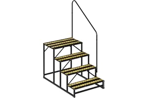 PIPLEO 4 RV Steps with Handrail, Mobile Home Steps with Handrail, Hot Tub Steps with Non-Skid Tapes, Outdoor Steps for Spa Pool, Camper, Travel Trailers, Porch
