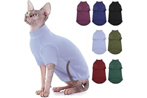 SUNFURA Turtleneck Sweater for Cat, Sphynx Cats Shirt Hairless Cat Sweaters with Sleeves, Warm and Soft Kitten Pullover Fleec
